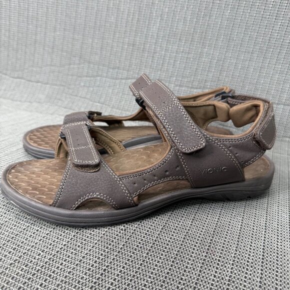 Vionic Mick Men Size 11 Brown Hiking Sandals Adjustable Comfortable Arch Support - Picture 2 of 9